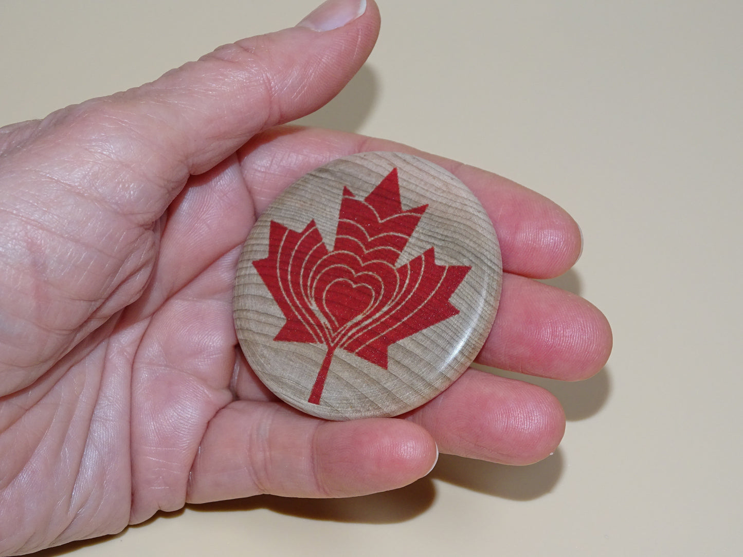 2" Compassion Compass-Canadian Edition with red maple leaf design-symbolizes directing compassion to yourself and Canadians