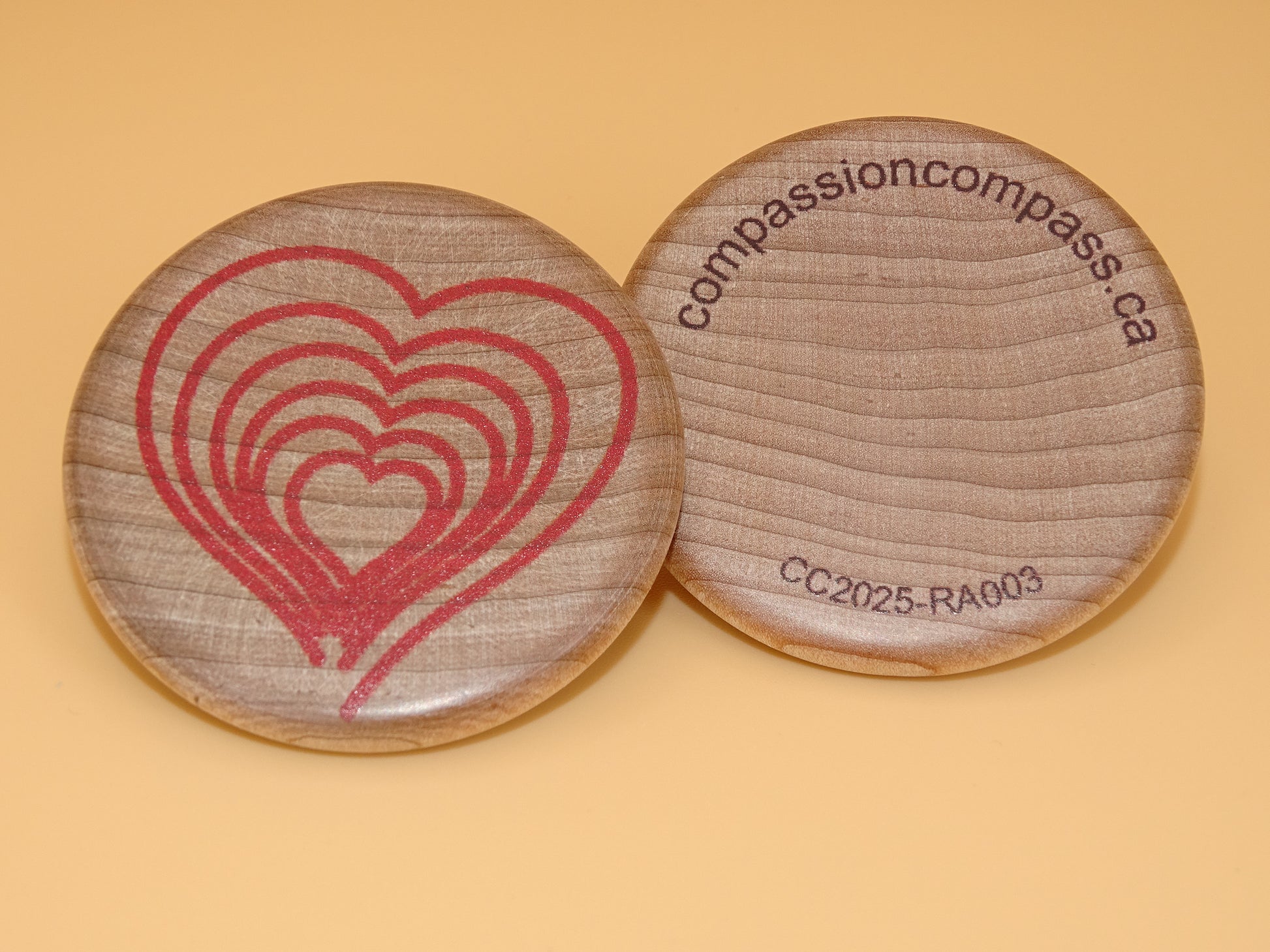 "Compassion Compass"-Directing compassion to yourself and others. Red/Maple-front and back