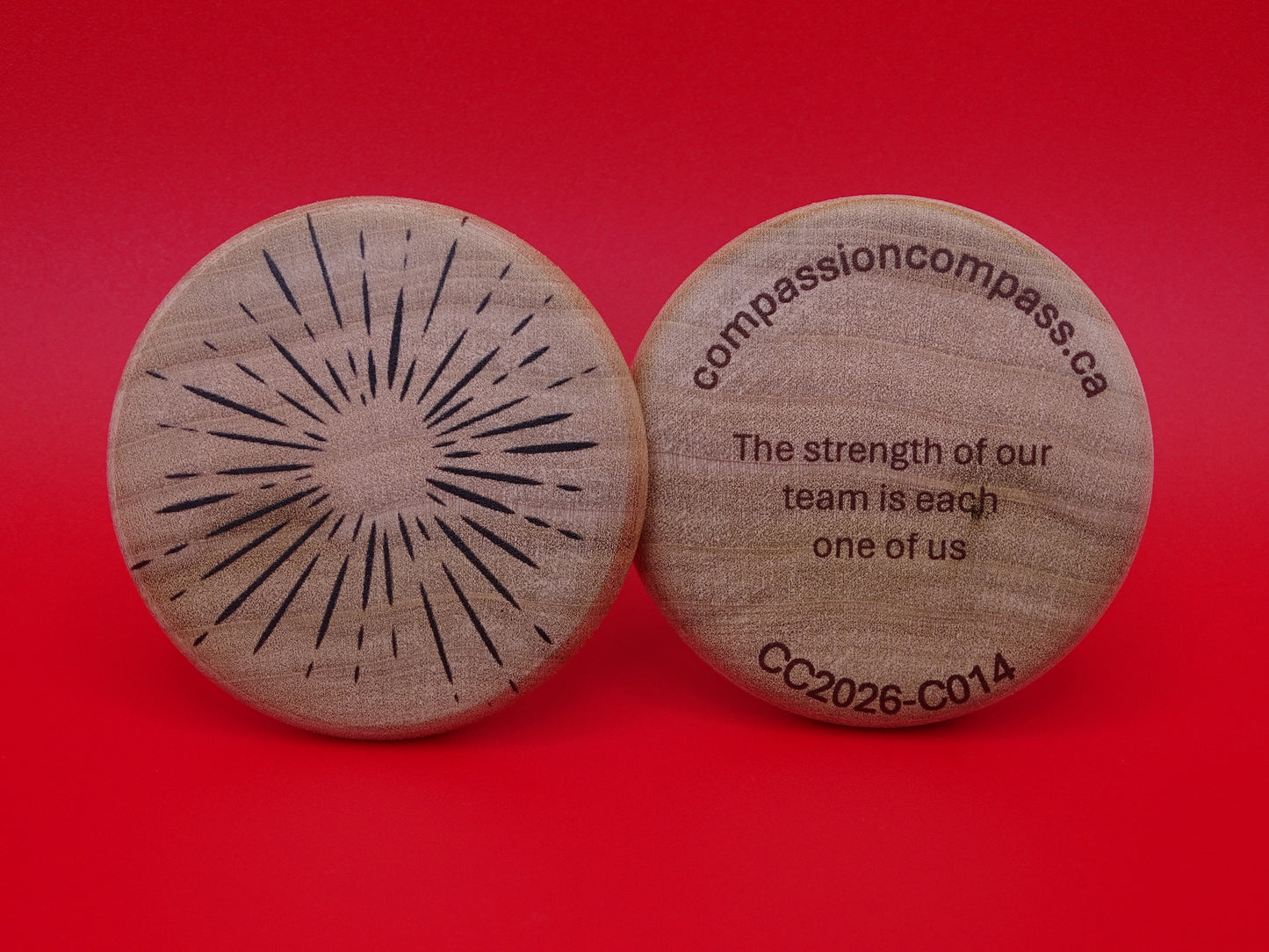 2) CUSTOM ORDERS - Wooden Disc - Design your own Compassion Compass™ for Special Occasions or Corporate Events