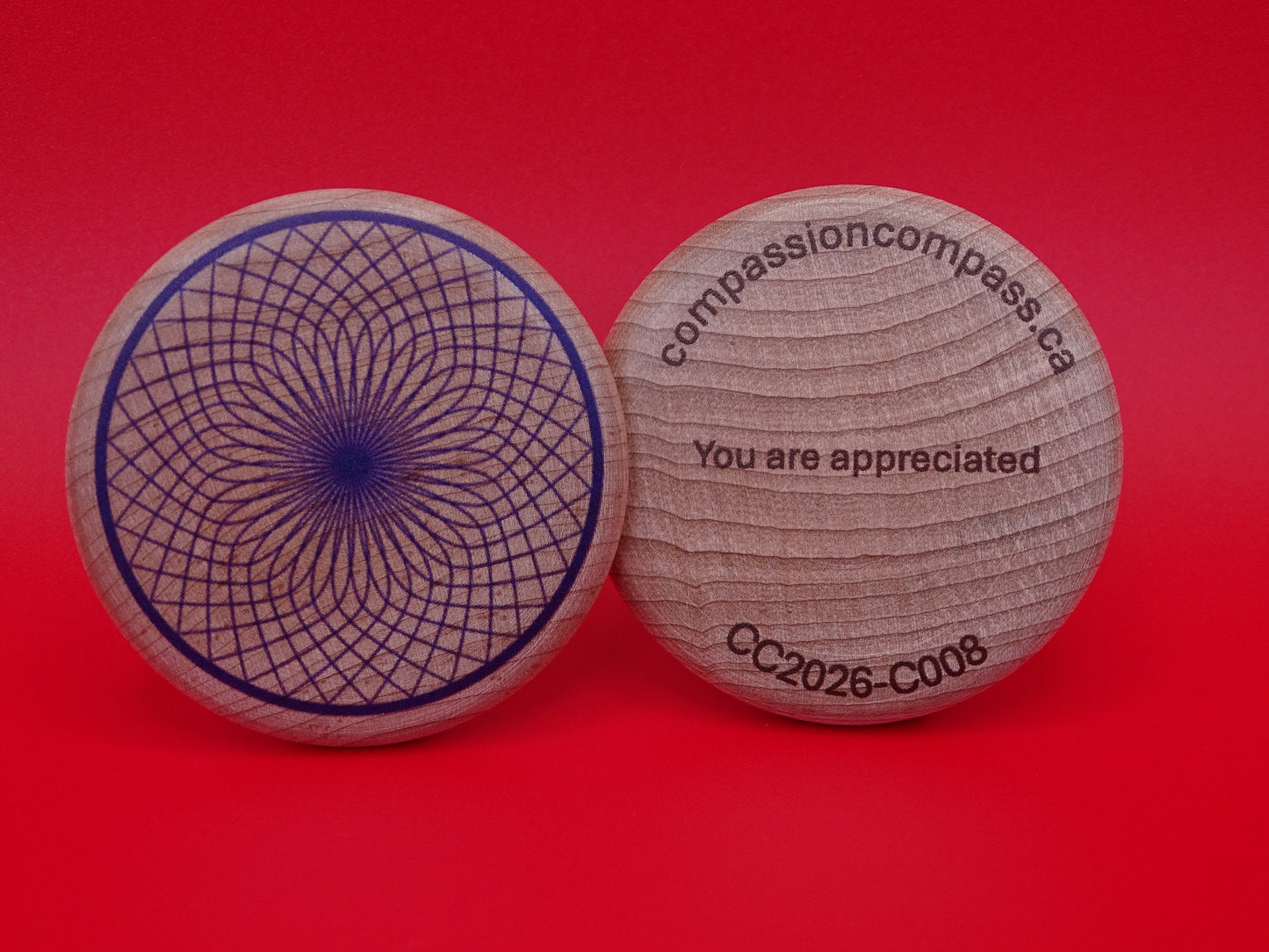 2) CUSTOM ORDERS - Wooden Disc - Design your own Compassion Compass™ for Special Occasions or Corporate Events